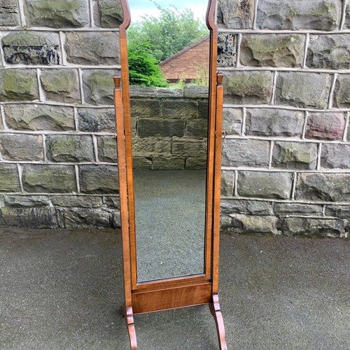 Antique Walnut Framed Cheval Dressing Mirror