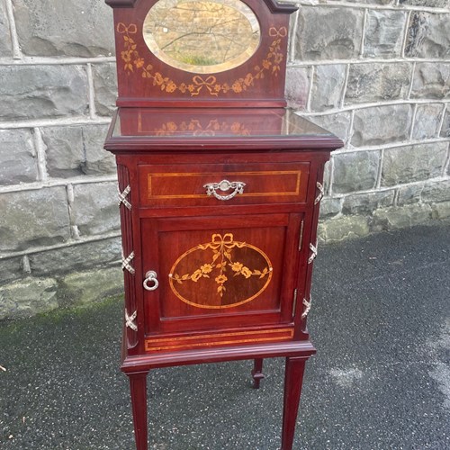 Edwardian Inlaid Mahogany Bedside Cabinet