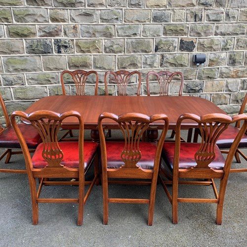 Antique Mahogany Extending Dining Table & 8 Chairs