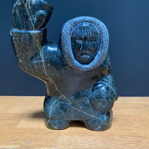 Inuit Carved Serpentine Sculpture Figure By Ohito Ashoona