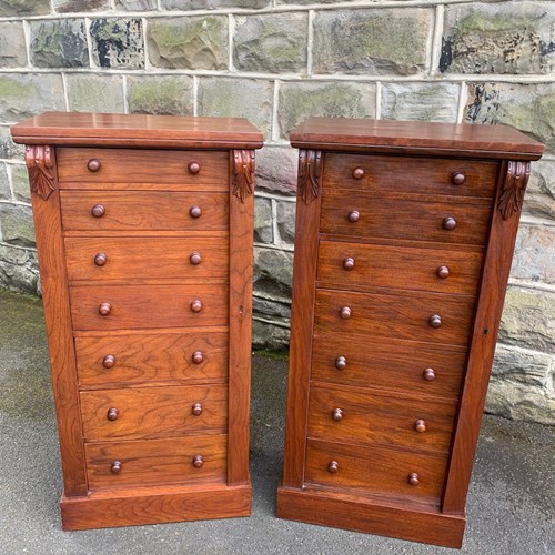 Pair Antique Walnut Wellington Chest