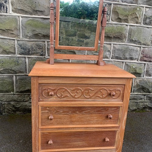 Antique Limed Oak Dressing Chest Manner Of Heals