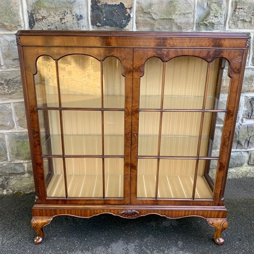 Quality Antique Walnut Glazed Display Cabinet