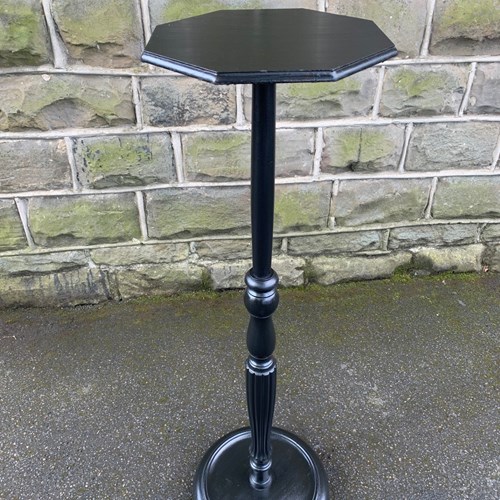 Antique Ebonised Column Plant Stand Torchiere