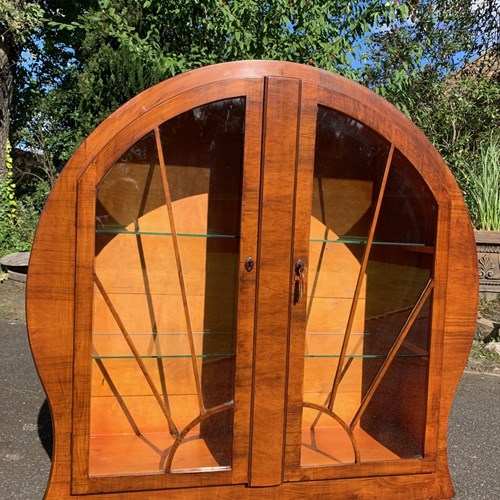 Art Deco Walnut Display Cabinet