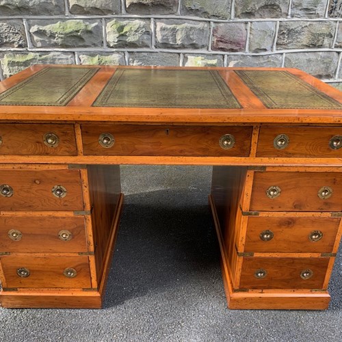 Quality Brass Bound Military Campaign Style Desk