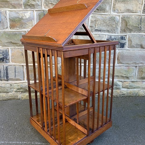 Antique Oak Revolving Library Bookcase