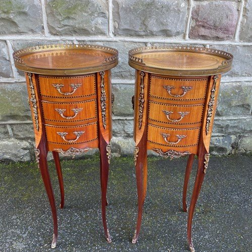 Pair Walnut & Gilt Metal Mounted Bedside Tables Bedside Chest