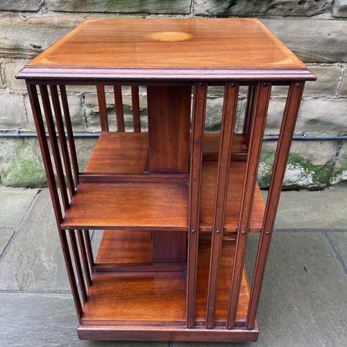 Inlaid Mahogany Revolving Library Bookcase