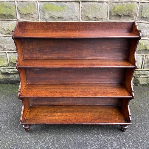 Antique Victorian Oak Waterfall Open Bookcase Bookshelves