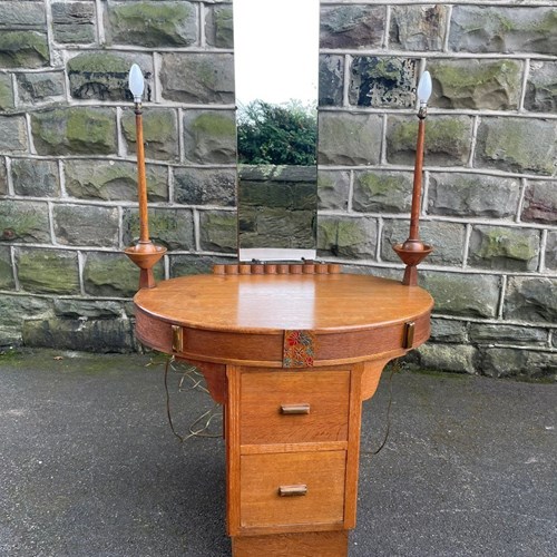 Unusual Arts & Crafts Oak Dressing Table