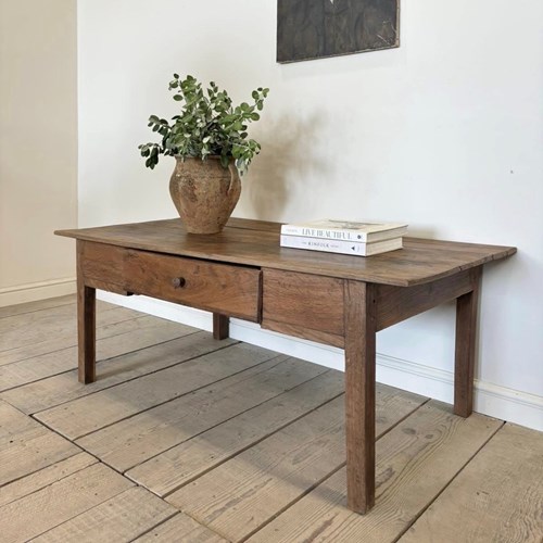 Antique French Solid Oak Coffee Table 