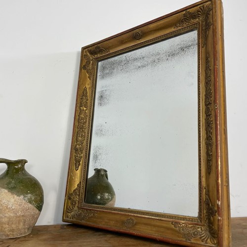 19th Century Antique French Foxed Empire Mirror 