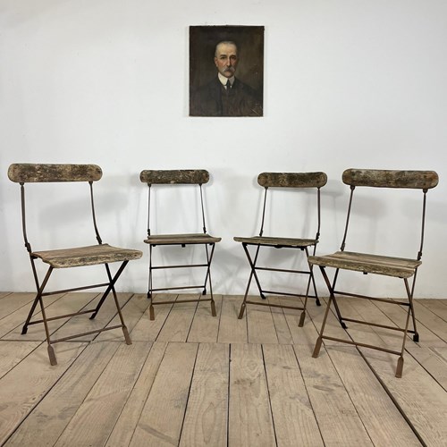 Set Of 4 Antique Folding Garden Chairs 