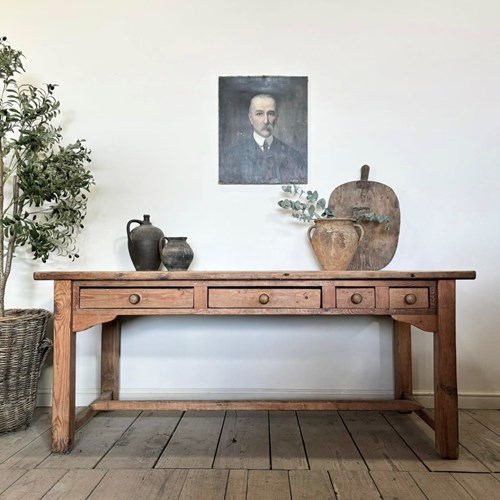 Antique Pine Country Farmhouse Kitchen Dining Table 