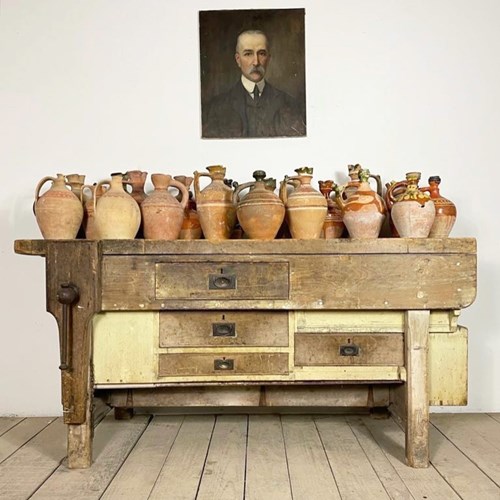 Antique Eastern European Original Painted Terracotta Pots 