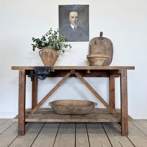 Vintage Antique Workbench Kitchen Island 