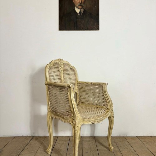Vintage Italian Original Painted Cane Armchair 