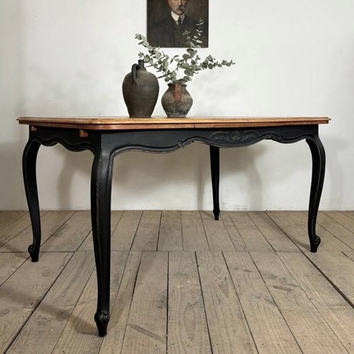 Vintage French Oak Extendable Parquet Table 