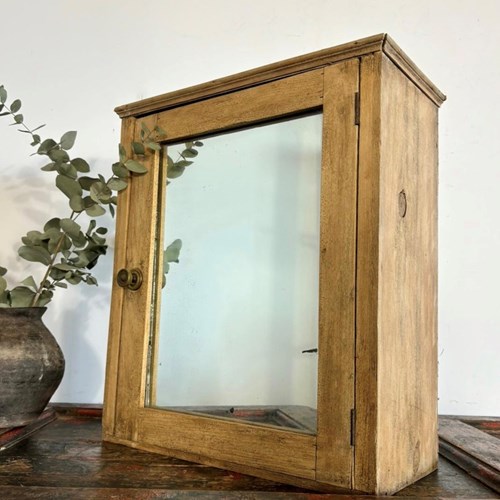 Antique Rustic Pine Mirrored Cabinet 