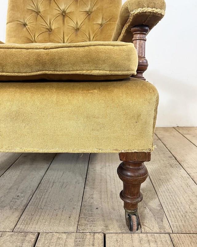 Antique English Howard & Sons Style Velvet Armchair With Removable Cushion -vintage-boathouse-c245b4df-7b87-400f-95d5-64ae65eb2ff0-main-638357431289956467.jpeg