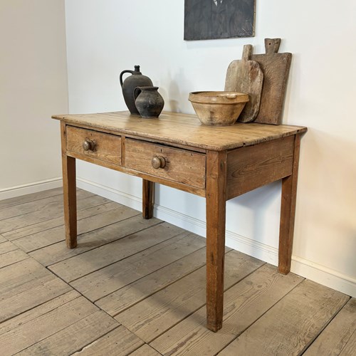 Victorian Antique Rustic Pine Kitchen Console Table 