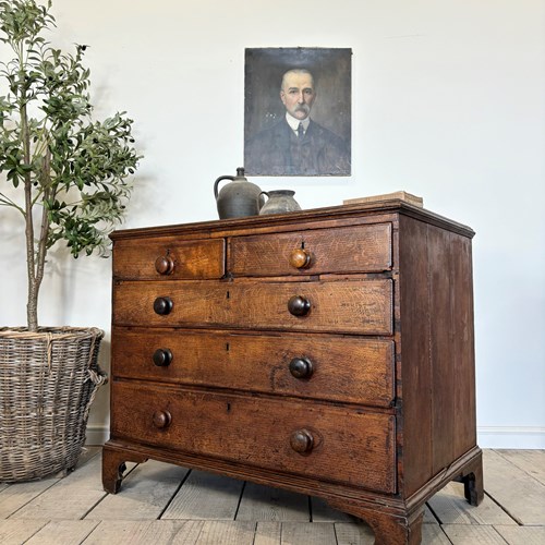 Georgian Antique Solid Oak Chest Of Drawers 