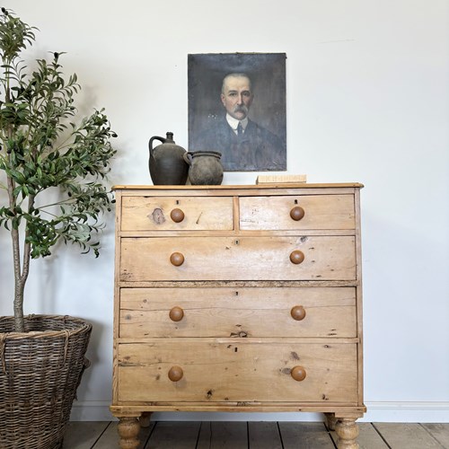 Victorian Antique Rustic Pine Chest Of Drawers 