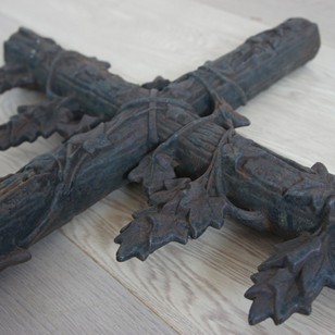 Vintage Ivy Covered Cast Iron Cross