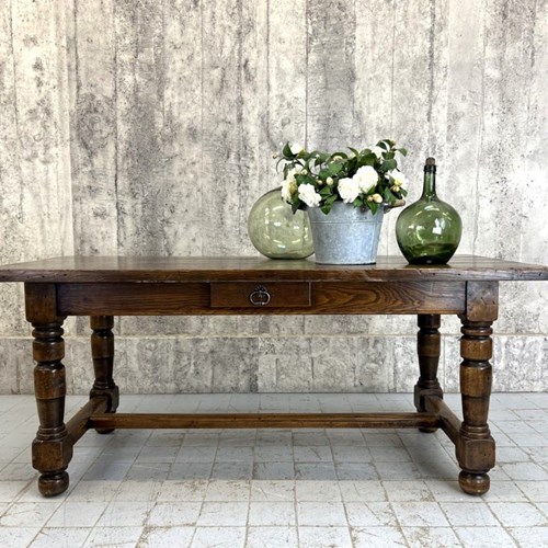 180Cm Dark Stained Solid Oak Dining Kitchen Table Desk