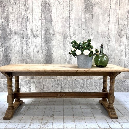 195.5Cm Stripped Oak Farmhouse Refectory Dining Table