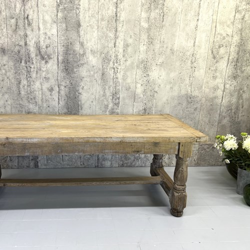 199Cm Faded Grey Solid Oak Farmhouse Refectory Dining Table