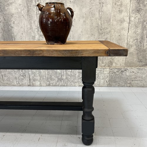 202Cm Black Legs Solid Oak French Farmhouse Dining Table