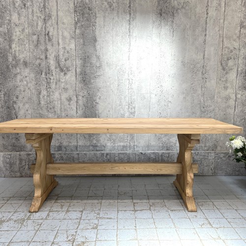 220Cm Stripped Wooden Farmhouse Refectory Dining Table