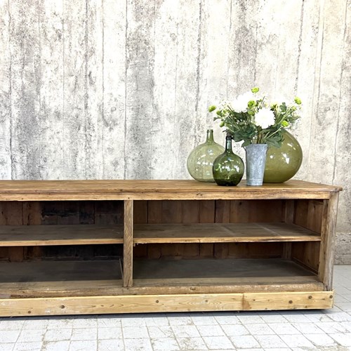 286Cm Vintage Shop Counter Sideboard Open Shelves