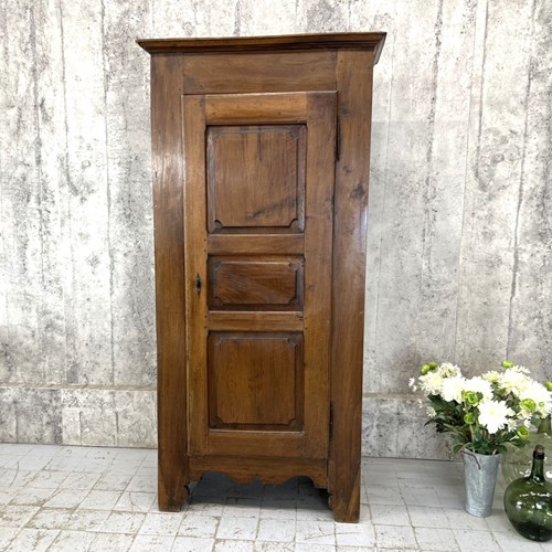 Antique Solid Oak Single Door Armoire Cupboard Hessian Lining