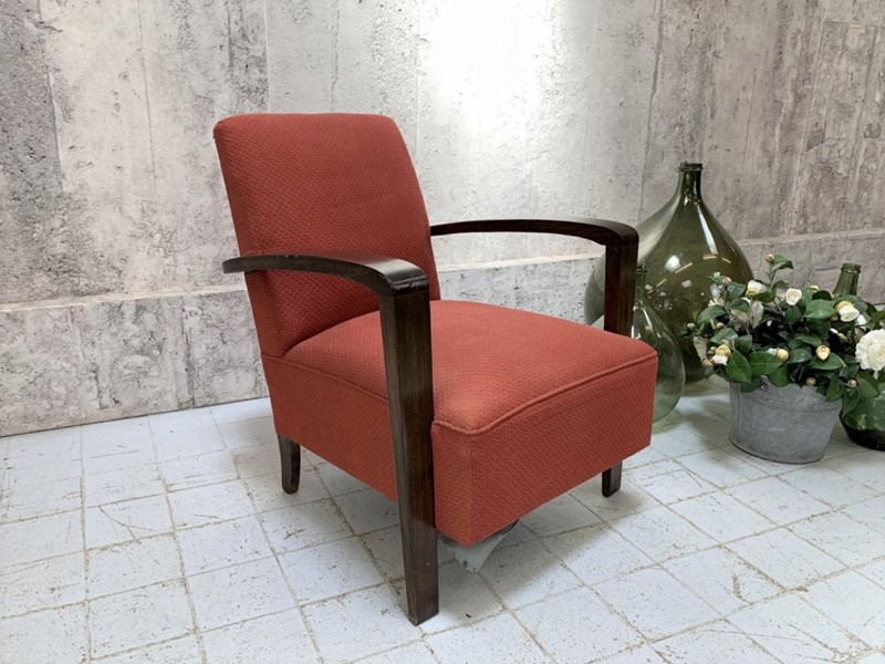 Individual Lounge Chair in Original Red Upholstery-vintage-french-vintage-french-boho-art-deco-red-lounge-chair1-main-637980739510290618.jpg
