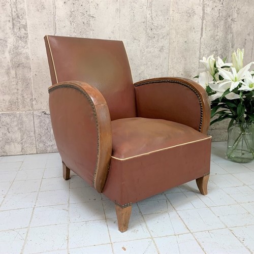 Mid Century Art Deco Style Armchair in Vinyl