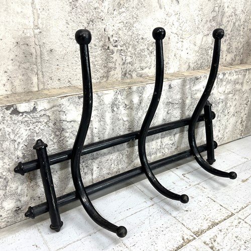 Set Of 3 Ebonised Bentwood Coat Hooks Portemanteau