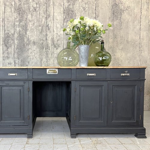 Black Solid Wood Shop Counter Sideboard Drawers Cupboard