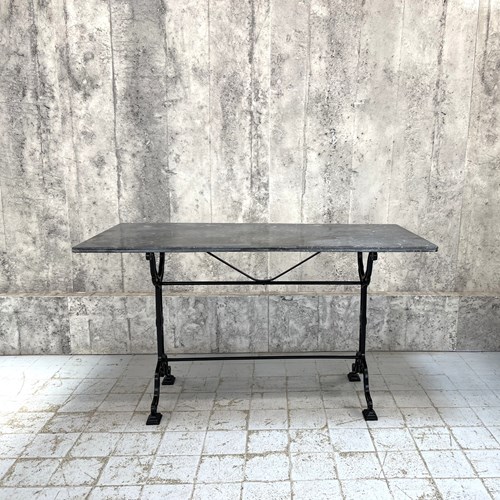 Traditional French Black Marble And Cast Iron Bistro Table
