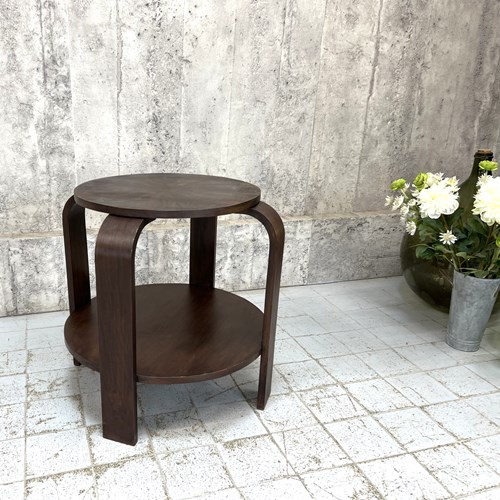 Dark Wooden Art Deco Gueridon Side Table