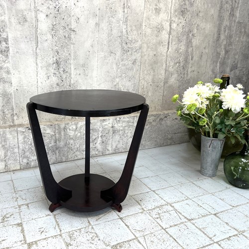 Dark Veneer Art Deco Gueridon Side Table