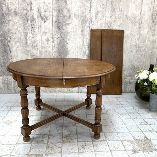 Circular Mid Century Oak Extendable Dining Table