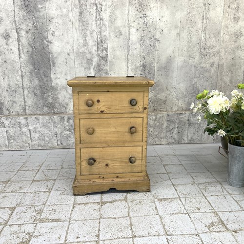 Small Antique Pine Trunk (Faux Chest Of Drawers)