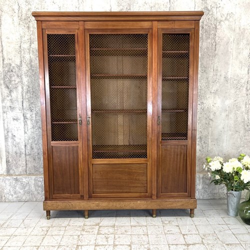 1930'S Wire Front 3 Door Display Cabinet Bibliotech