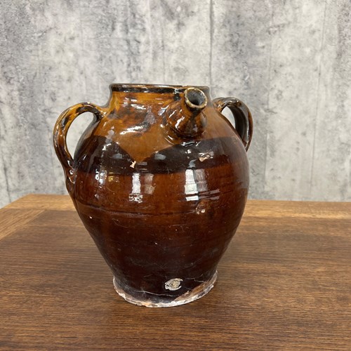 Brown Glazed Walnut Oil Jug