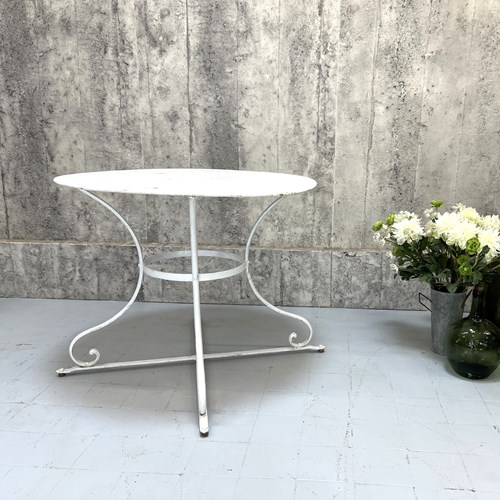 White Metal Circular Garden Table