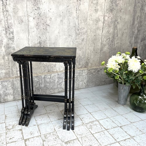 Ebonized Napoleon III Decorative Nest Of 3 Occasional Tables