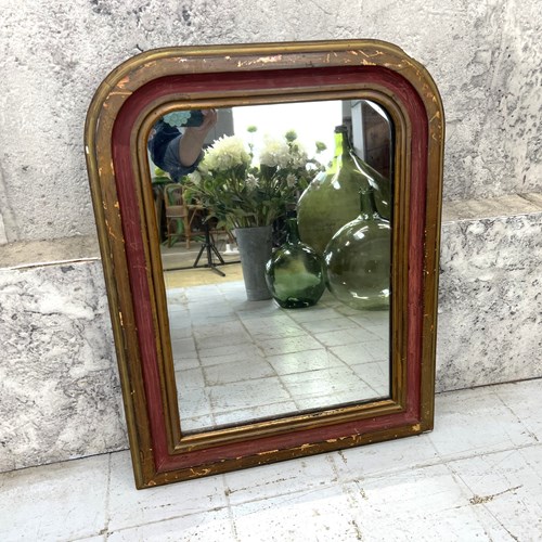 55Cm High Red And Gold Louis Philippe Mirror